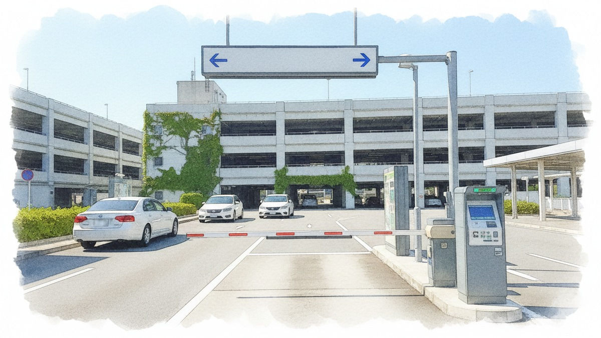 空港駐車場の予約ゲートと事前予約のイメージ